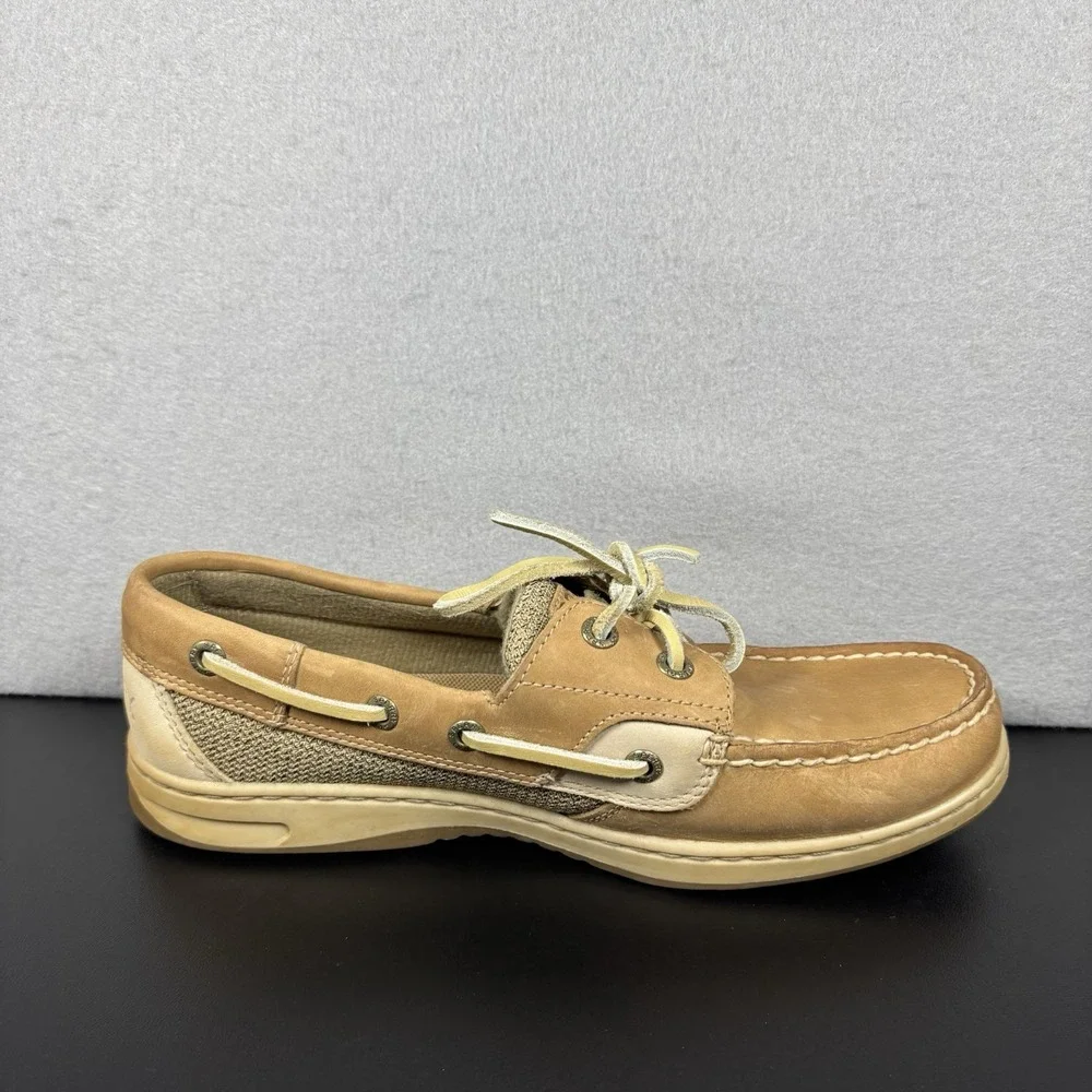 Sperry Top-Sider Bluefish 2 Eye Boat Shoes Womens 7.5W Tan Fabric Upper 9276619